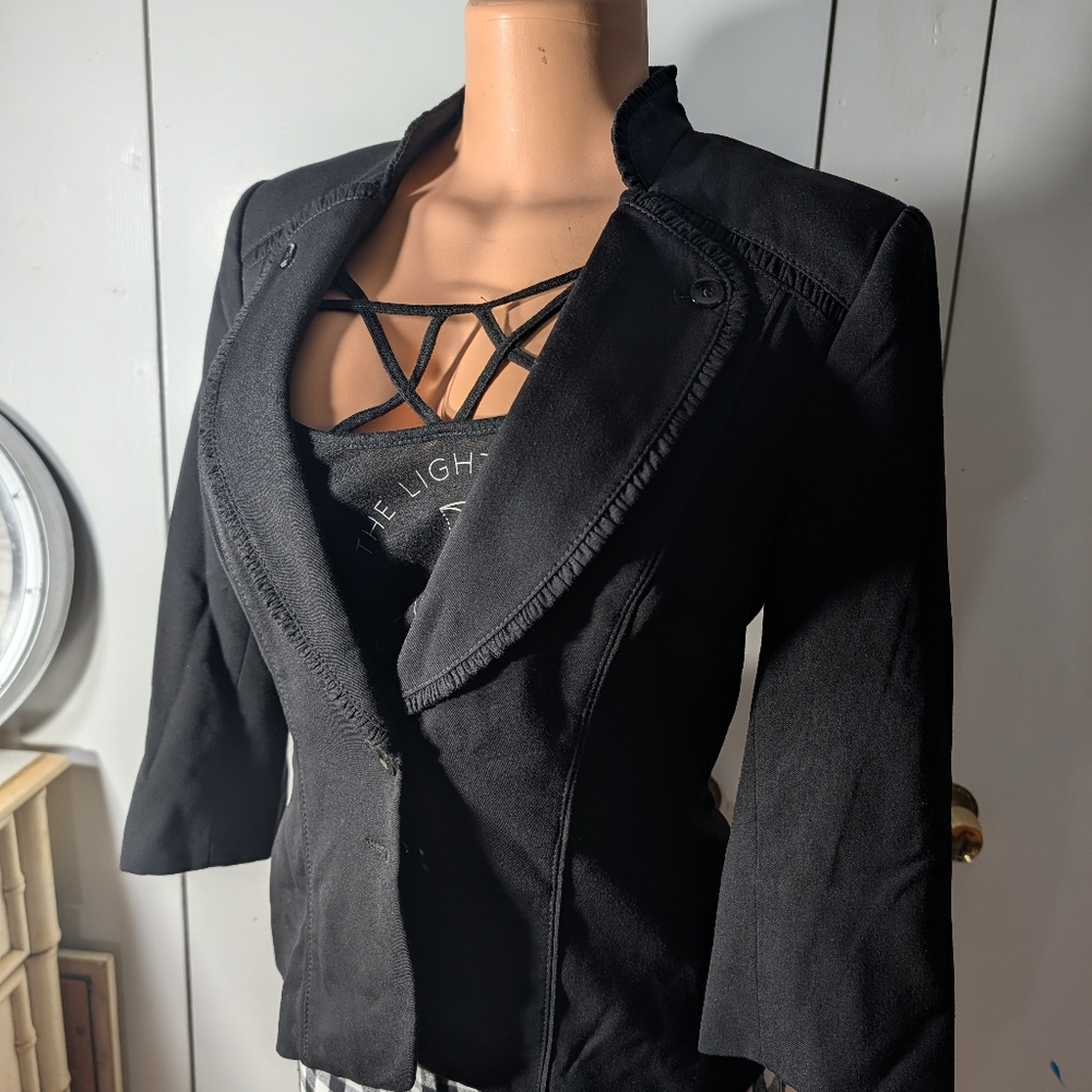 White House Black market Black blazer with leopard print lining Size 4